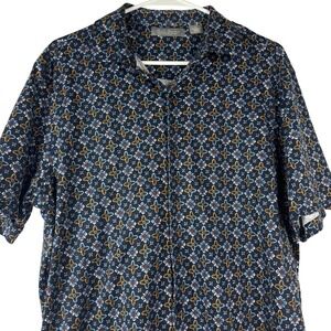 Daniel Cremieux Signature  Men's L Blue Print Short‎ Sleeve ButtonUp Shirt